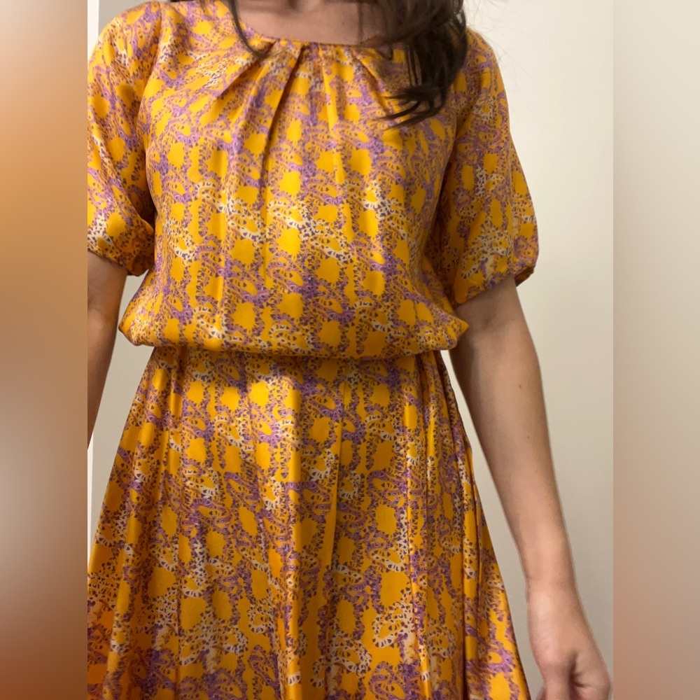 Golden safari exotic print silk dress!